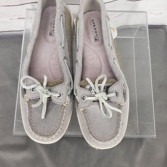 Sperry Top Sider Gray Women's Size 5 Medium Leather Fabric Uppers Boat Shoes - Picture 4 of 12